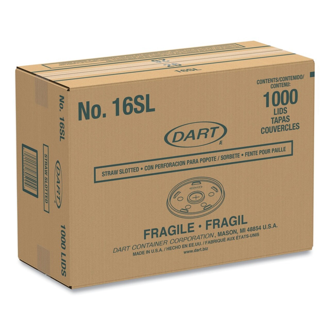 Dart Plastic Straw-Slot Lid Fits 12 oz. to 24 oz. Hot/Cold Foam Cups - Translucent (1000/Carton)